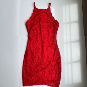 Women Red Lace Dress, cocktail dress, red dress